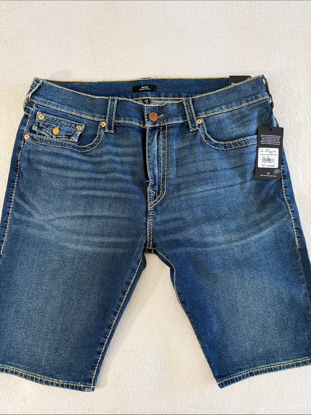 True Religion Blue Relaxed Fit Denim Shorts